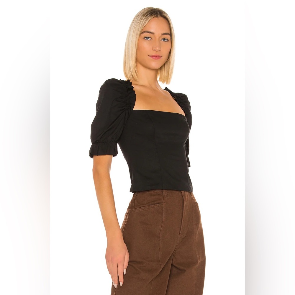 LPA Gemma Top with Puff Sleeves in black